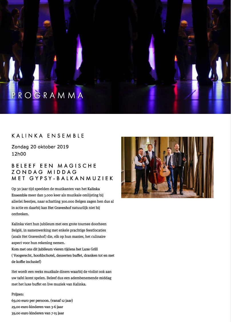 Page Internet. Gravenhof, Torhout-Wijnendale. Kalinka ensemble. 2019-10-20